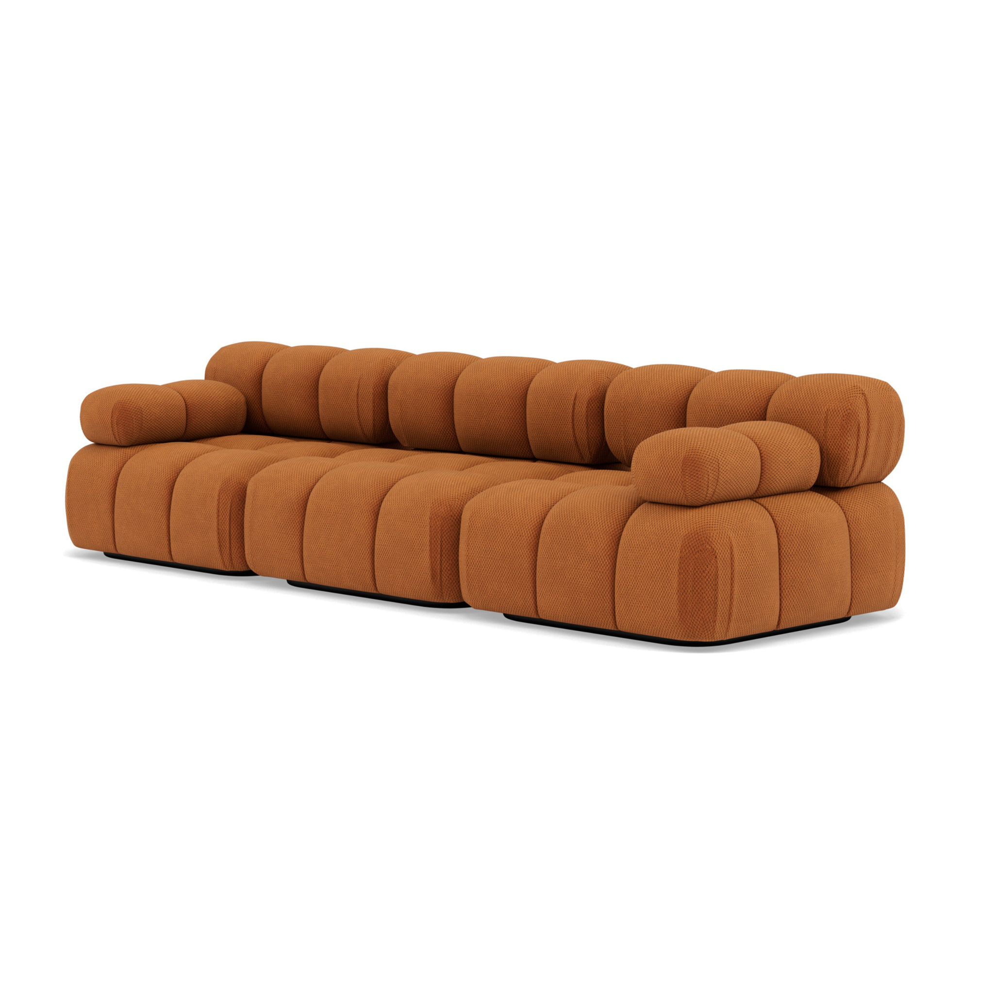Ruby - canapé droit modulable 3 places en velours texturé - Terracotta