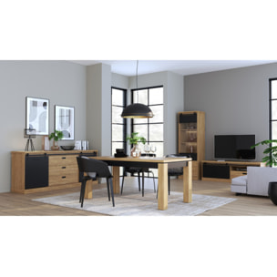 Table extensible 160/206cm en bois effet chêne & noir - FACTORY
