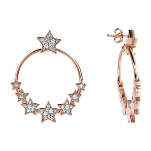 Orecchini a Cerchio con Stelle Graduate in Cubic Zirconia