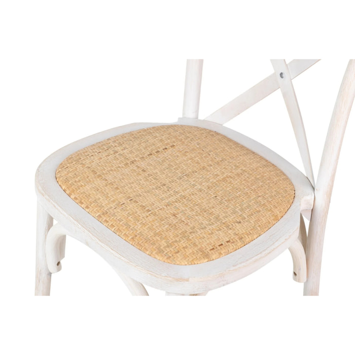 Silla Apilable Ratan Madera Blanca 44x42x88 Cm