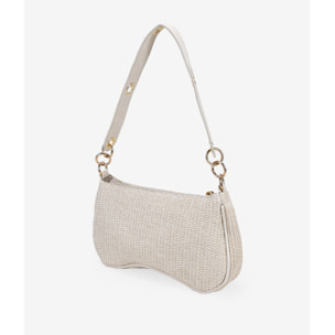 Bolso de hombro beige en rafia