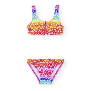 Bikini estampada con corazones de color rojo, Bikini, niña