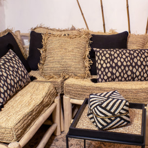 Coussin en raphia avec franges 40cm SYROS