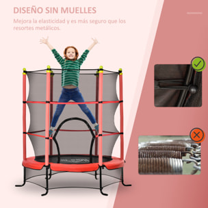 Trampolín Infantil +3 Años con Superficie de Salto Ø110cm Red de Seguridad Rojo