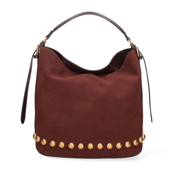 Borsa a spalla da donna Made in Italy - Modello Seraphina Plus - Pelle scamosciata - 31.0 x 31.0 x 15.0 cm