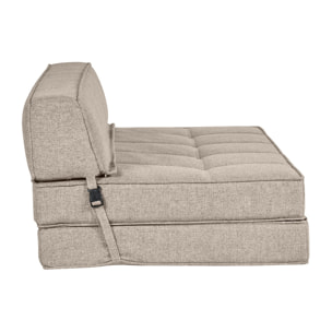 Chauffeuse 2 places convertible en tissu taupe KATY
