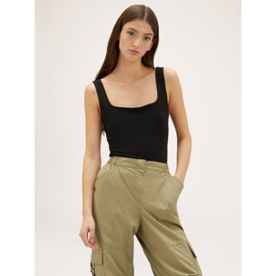 Motivi - Body in jersey con scollo quadrato - Nero