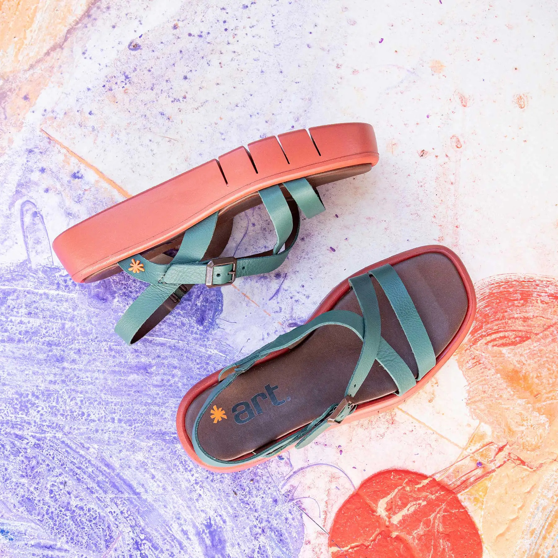 Sandalias 1853 NAPPA BLACK-ORANGE/ MALAGA color Black-orange