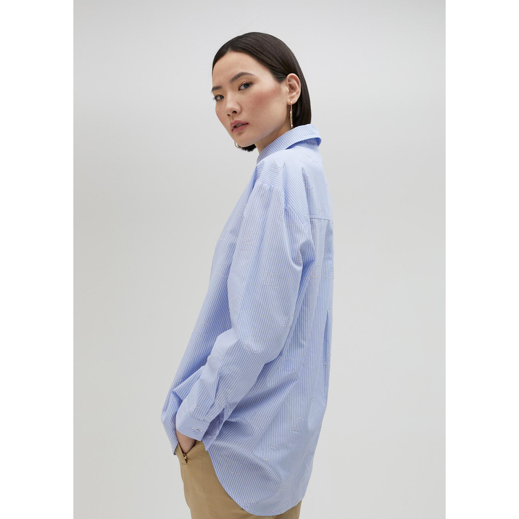 Camicia righe con logo di strass