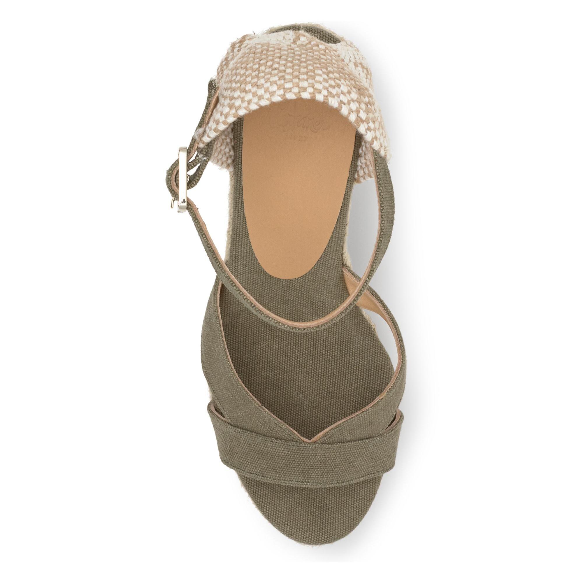 Sandalia de cuña Bruna en algodón orgánico lavado con cierre de pulsera