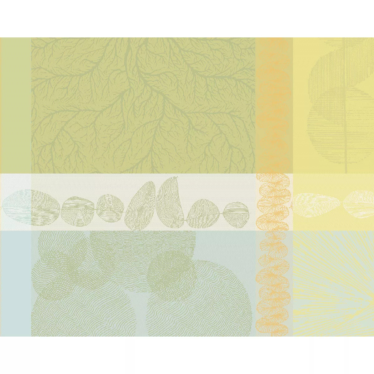 Set pur coton motif jacquard jaune vert Mille lieues aube