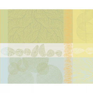 Set pur coton motif jacquard jaune vert Mille lieues aube