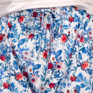 Pigiama leggero DONNA cotone bianco fiori gialli e verdi
