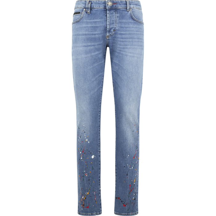 PHILIPP PLEIN Super Straight Cut Jeans Paint