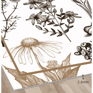 Alfombra de vinilo CERAMIKO, Plantas medicinales sepia 66x150 cm