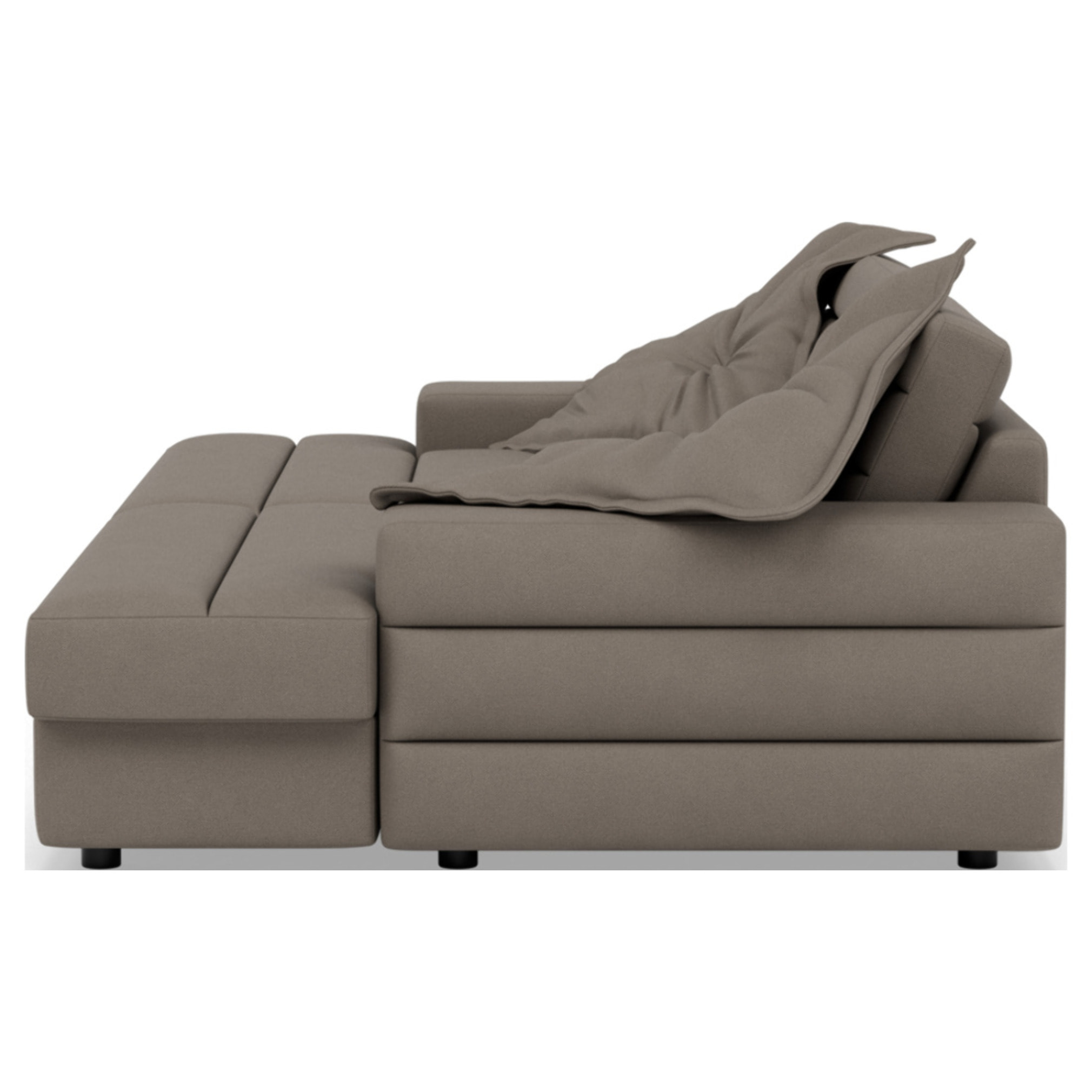 Giulia - canapé droit 4 places double méridienne - assise profonde - en tissu texturé - Gris clair