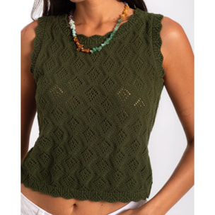 Top de mujer de crochet en algodón con tirantes anchos