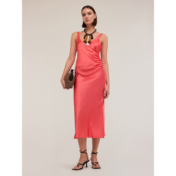 Motivi - Vestido cruzado de raso elástico - Rosa