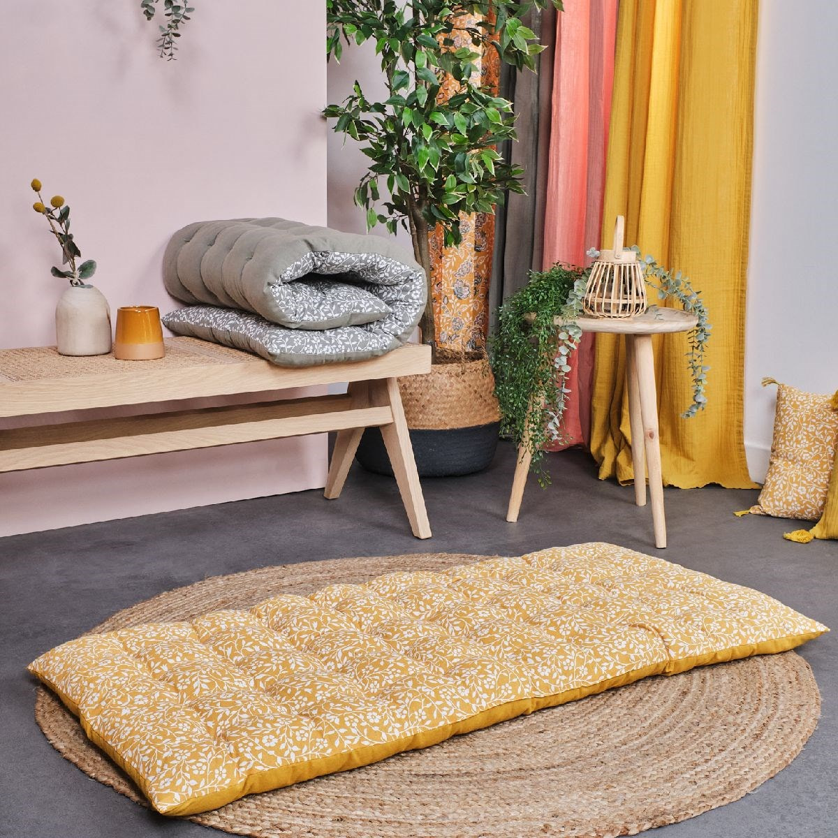 Matelas de sol INDIAN FLOWERS jaune