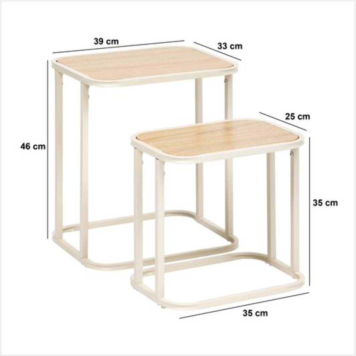 Lot de 2 tables gigognes Curvy bois clair
