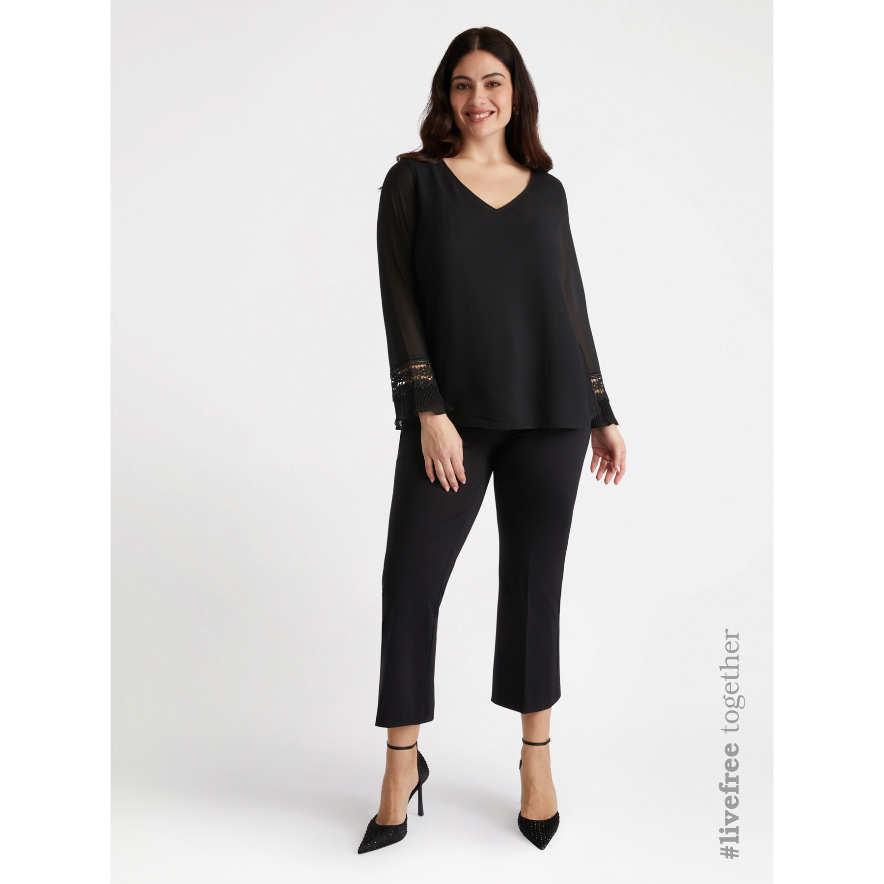 Fiorella Rubino - Blusa con viscosa LENZING™ ECOVERO™ - Nero