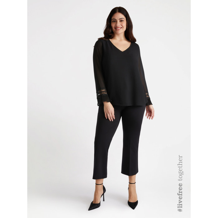 Fiorella Rubino - Blusa con viscosa LENZING™ ECOVERO™ - Nero
