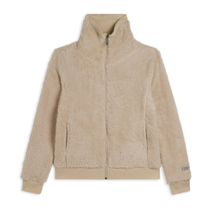 Felpa in pile sherpa con zip e collo alto