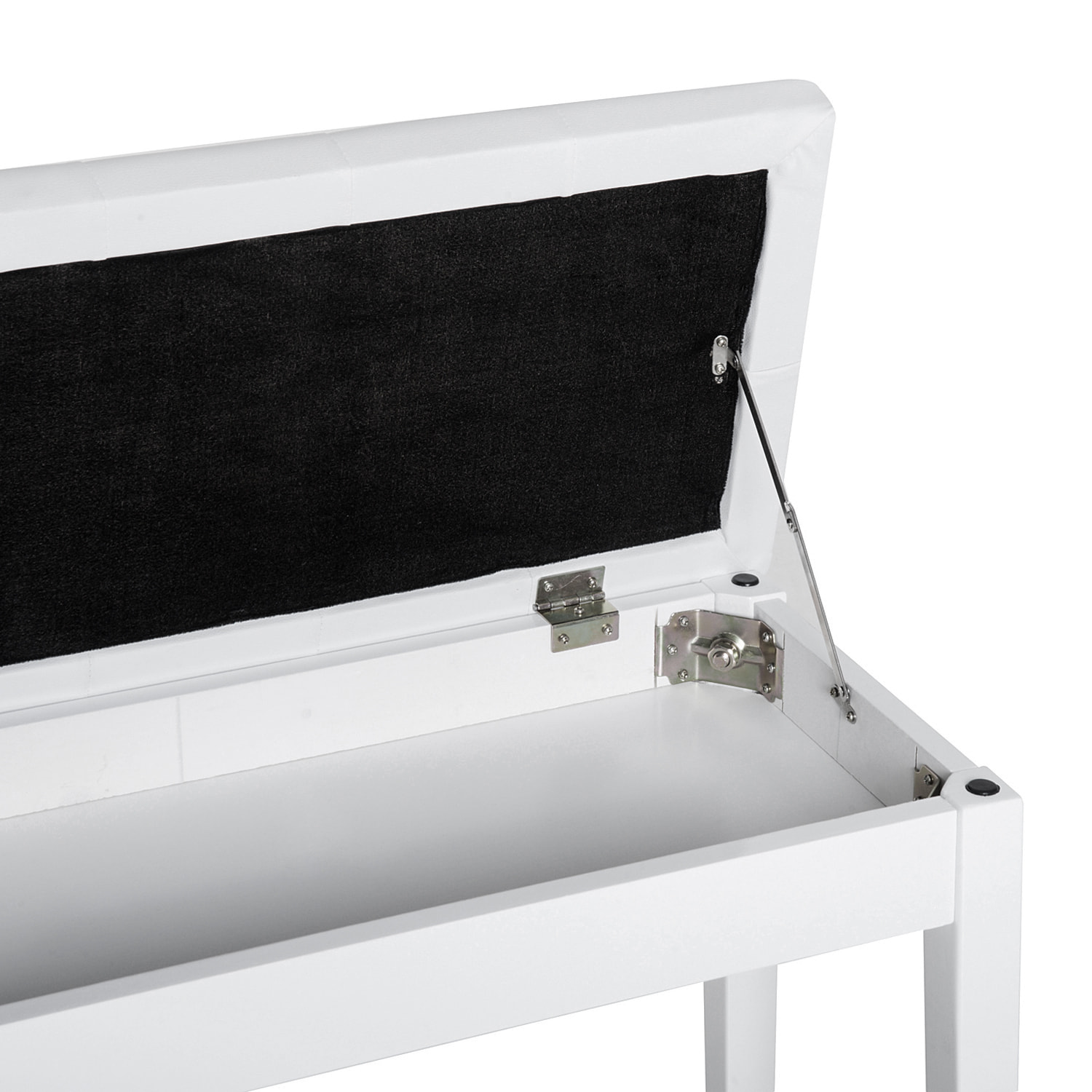 Banco de Piano con Almacenamiento, Banqueta de Piano con Asiento de Cuero Sintético, Patas de Madera, Carga Máxima 200 kg, 76x36x50 cm, Blanco