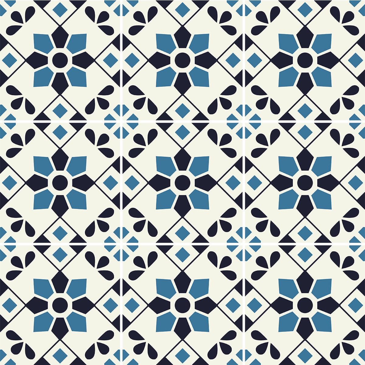 Stickers muraux - Sticker Mural Carrelage adhésif Cuisine Salle de Bain - 9 STICKERS CARREAUX DE CIMENT AZULEJOS ZARIA