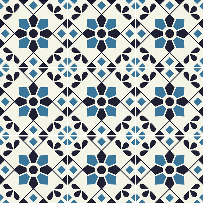 Stickers muraux - Sticker Mural Carrelage adhésif Cuisine Salle de Bain - 9 STICKERS CARREAUX DE CIMENT AZULEJOS ZARIA