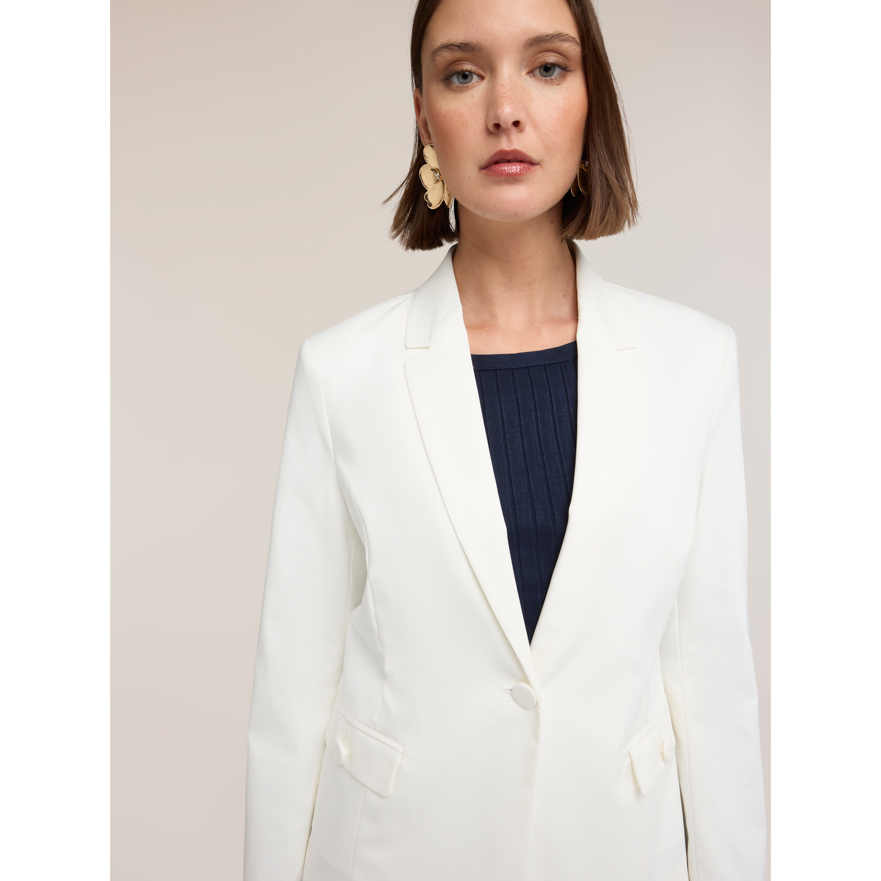 Motivi - Blazer strutturato in misto cotone - Bianco