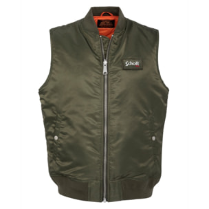 MA-V SLEEVELESS REVERSIBLE BOMBERS WITH  SCHOTT VELCRO 100% NYLON Verde