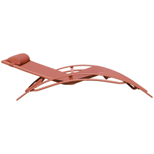 Lot de 2 transats GALAPAGOS en textilène terracotta - aluminium terracotta