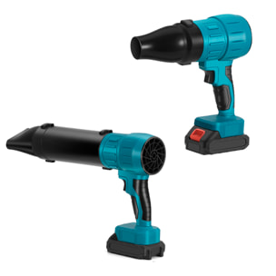 Soplador turbo 21V con 1050W, 15000mAh y 3 boquillas diferentes.