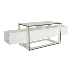 Mobile porta TV Dgiacint, Credenza da soggiorno, Armadio basso per TV, Base parete attrezzata, 160x46h50 cm, Bianco e Oro