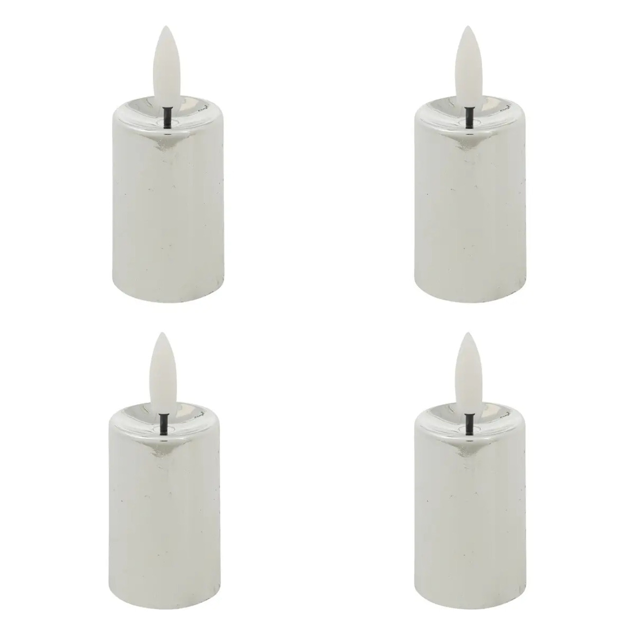 Lot de 4 bougies LED votives métal argent