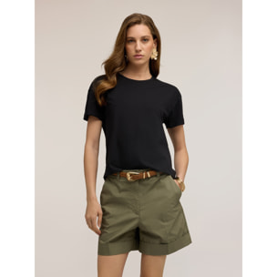Motivi - T-shirt boxy con logo ricamato - Nero