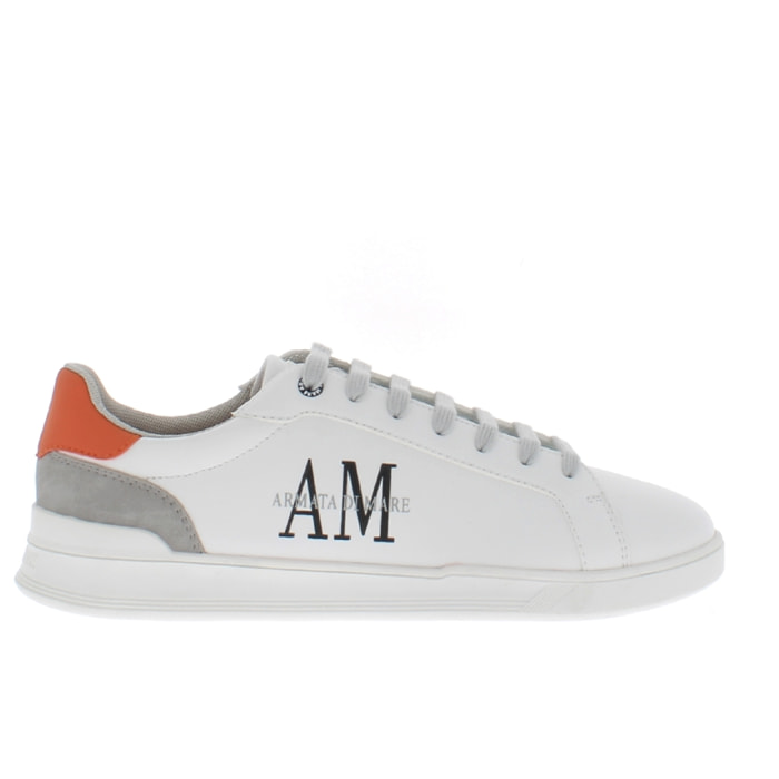Armata di Mare Scarpe Uomo Sneakers Casual Stringate Basse con Soletta Rimovibile in Memory Foam AMU S24D545 Off White Orange