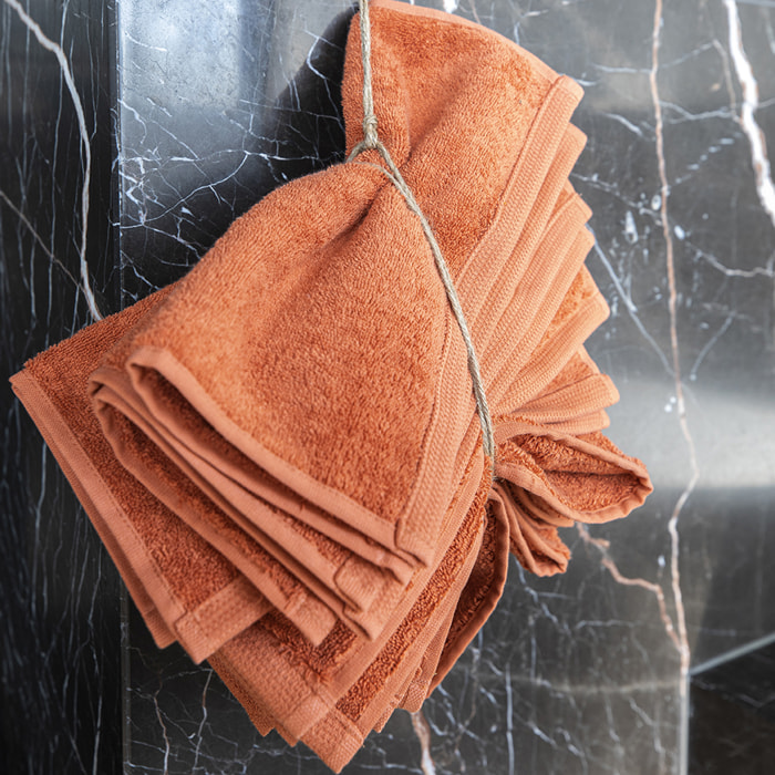 Gant de toilette uni en coton biologique, ESSENTIEL, Orange Erable