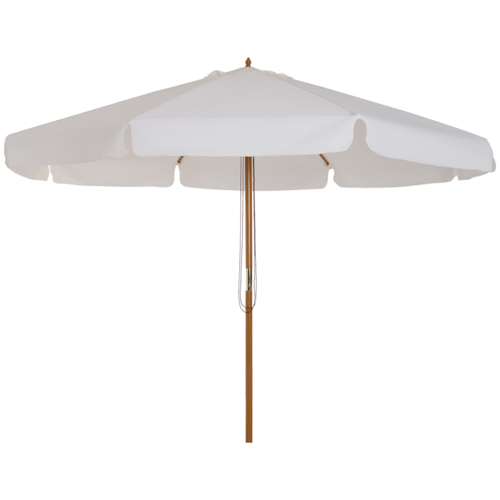 Sombrilla de Jardín Ø325x250 cm con Sistema de Polea Techo de Ventilación Beige