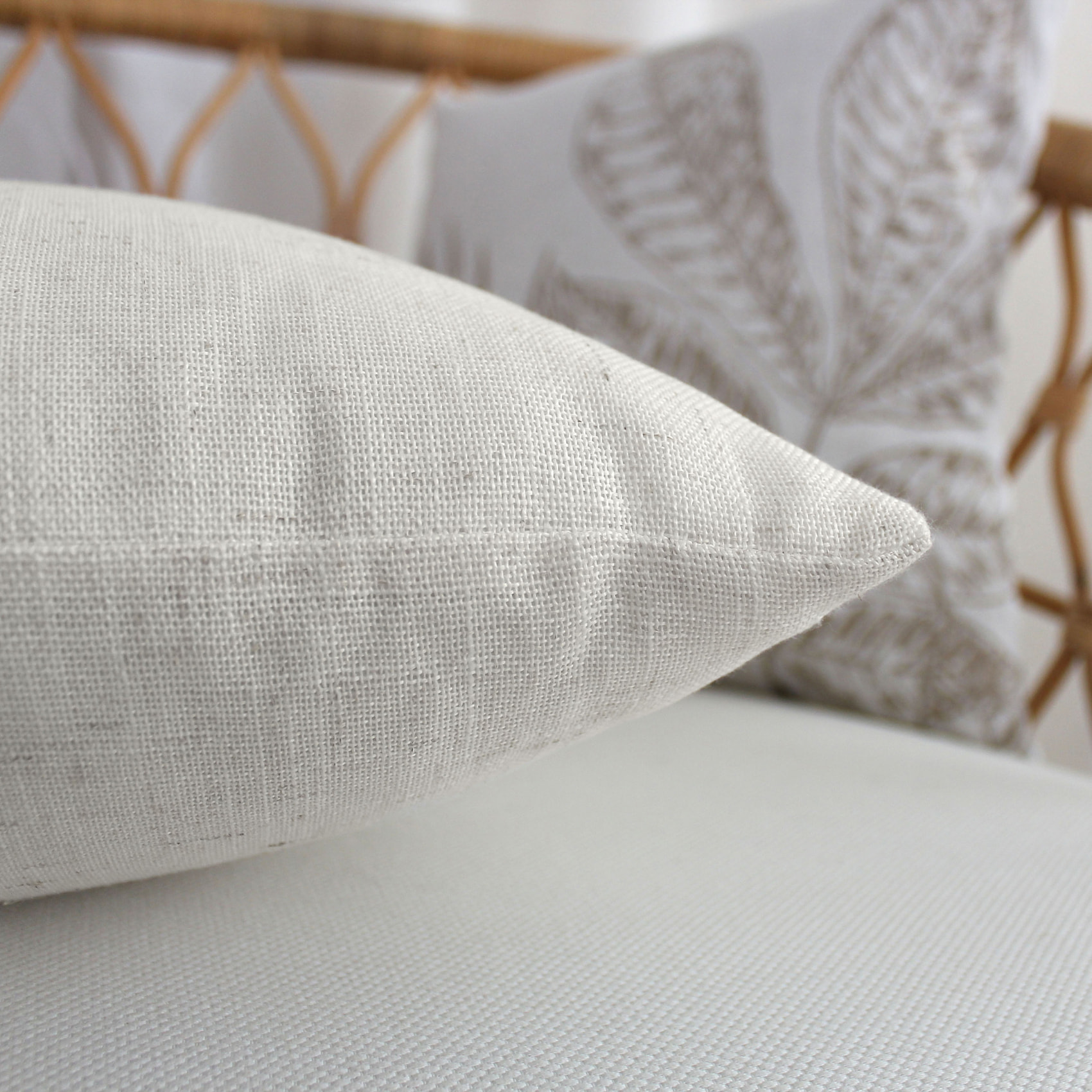 Coussin carré  - Effet lin - Ecru