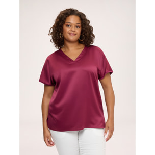 Fiorella Rubino - Camiseta bimatérica en raso de viscosa - Fuchsia