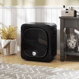 Secadora de Evacuación 4 kg, Secadora de Ropa 800W, Función Antiarrugas, Función Esterilizar, 5 Programas, Carga Frontal, Fácil de Planchar, Tambor Inox, Montable en Pared o Suelo, Negro
