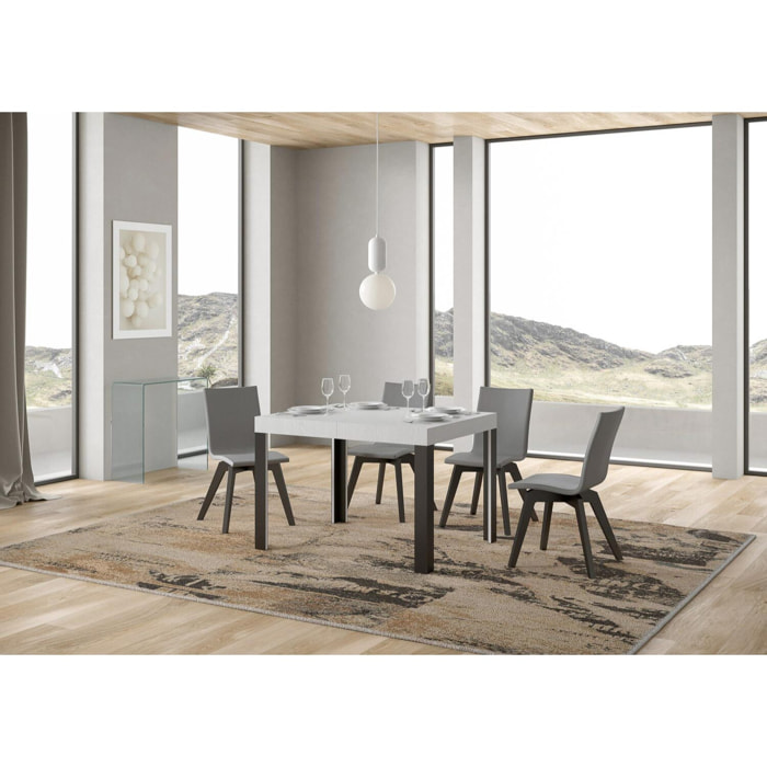 Table extensible 70x110/194 cm Linea Frêne Blanc cadre Anthracite