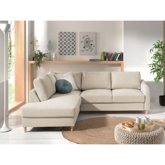 Will - canapé d'angle gauche - convertible - 5 places - en tissu - Beige