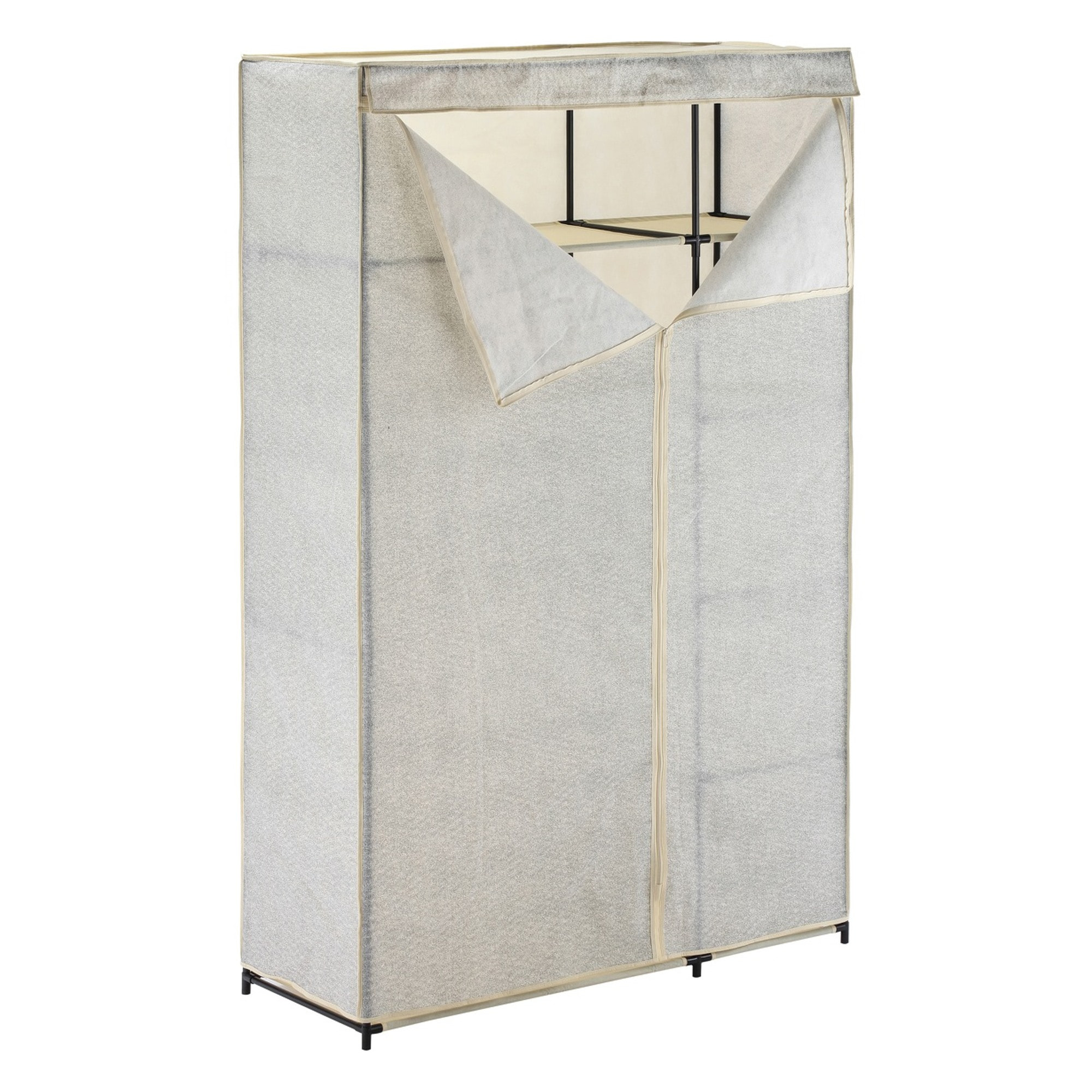Armario de tela plegable XL con barra para colgar ropa - 110x174,5x45 cm