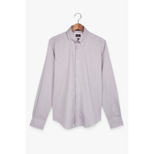 Camicia Uomo 2 Bottoni Button Down Slim Oxford Fantasia Grigio/Bianco