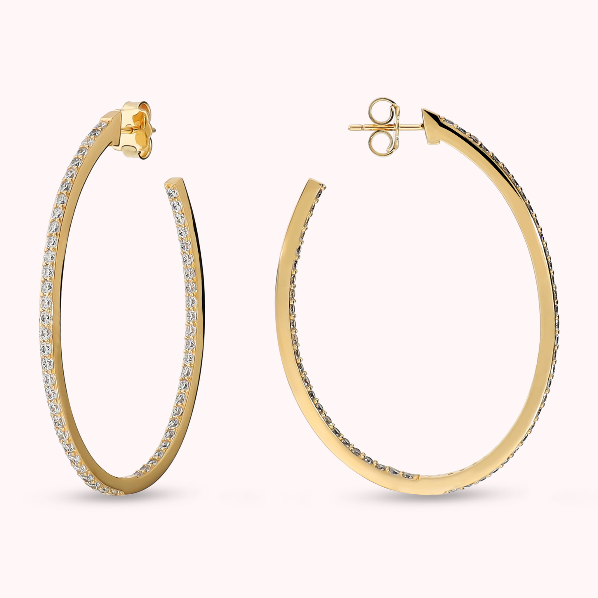 Orecchini Pendenti a Cerchio Golden con Cubic Zirconia