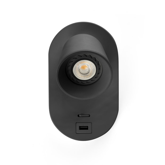 CORB USB C Lampada da parete nera GU10