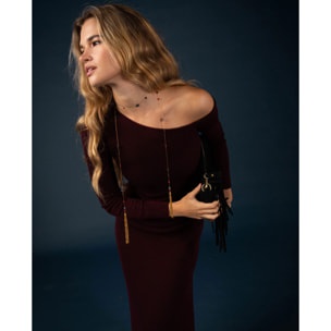 Vestido de punto con escote asimétrico de mujer